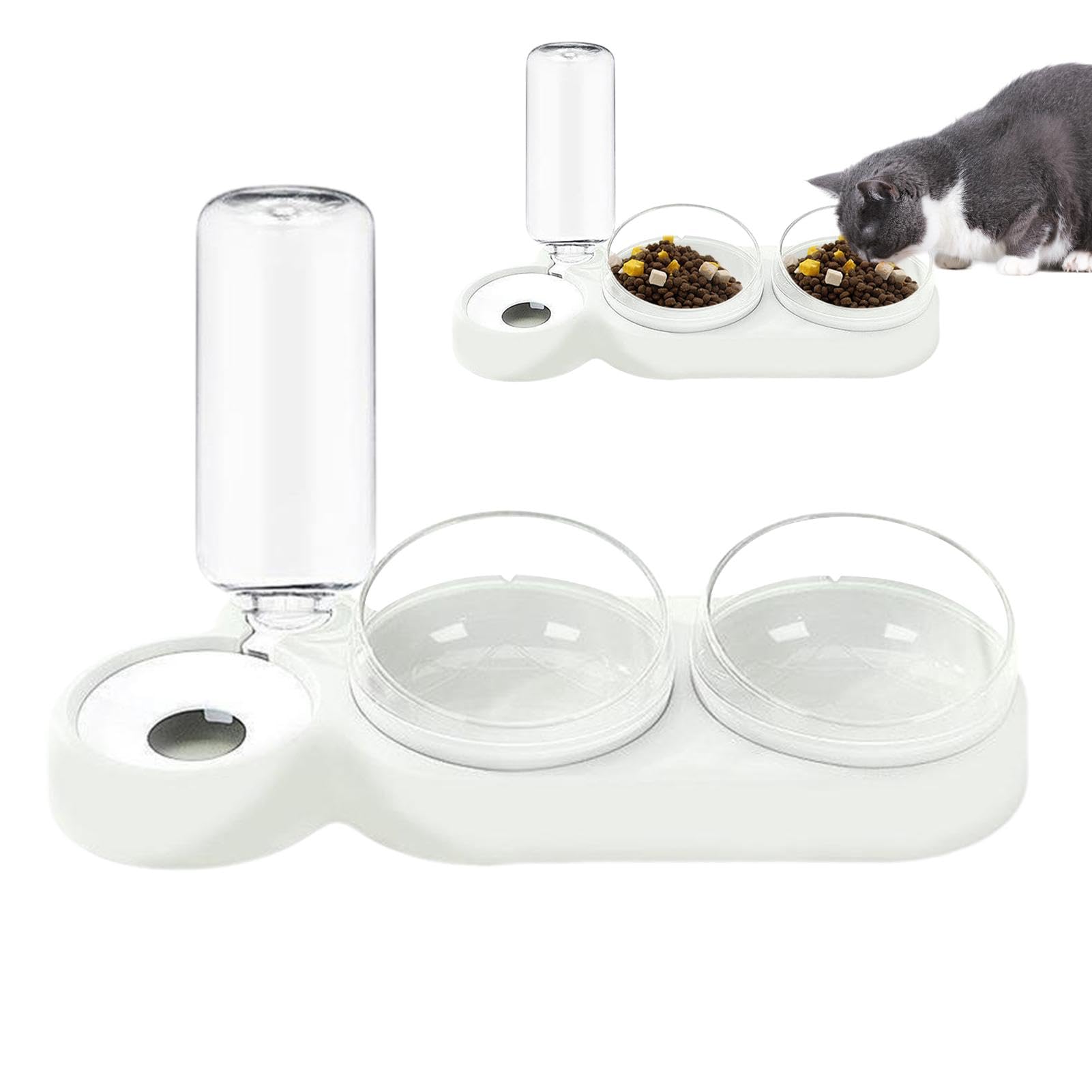 Amazon | 猫の水と餌のボウル、猫用の餌と水のディスペンサー | 猫用
